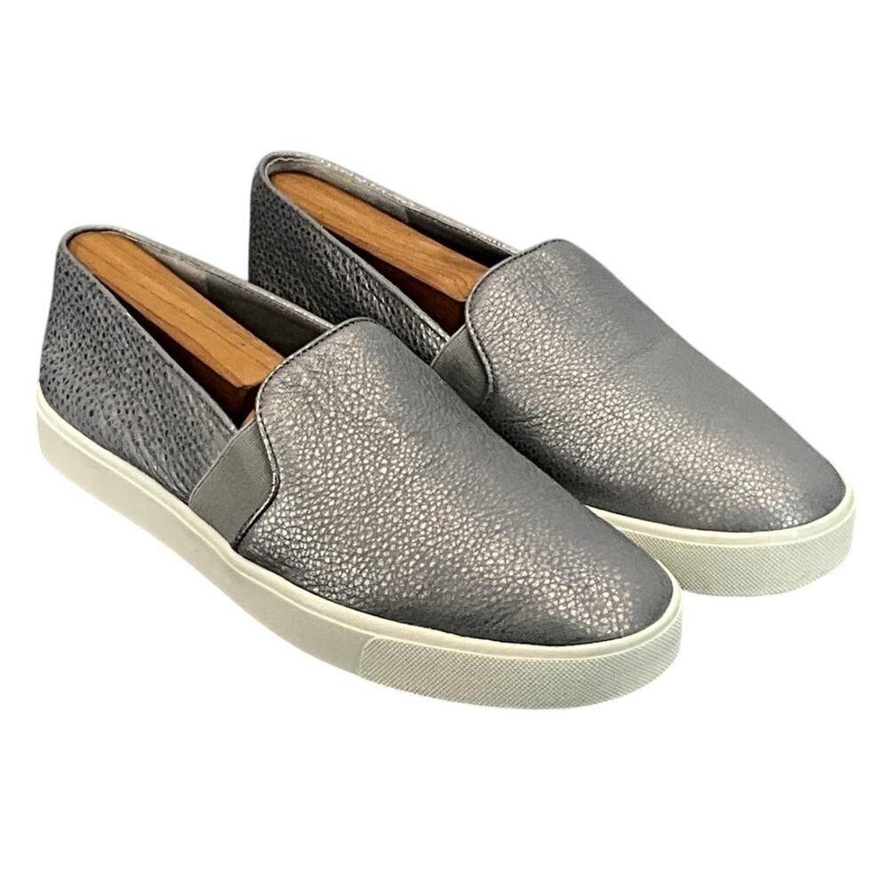 Vans Metallic Silver Slip-On Sneakers